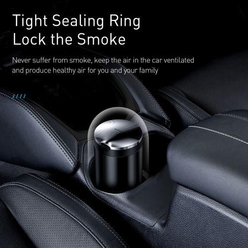 Baseus Premium Smokeless Car Cigarette Ashtray Safe Flame Fire Resistance Material - Black