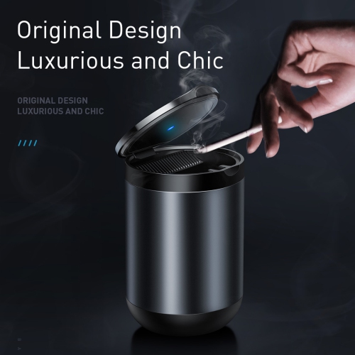 Baseus Premium Smokeless Car Cigarette Ashtray Safe Flame Fire Resistance Material - Dark Grey
