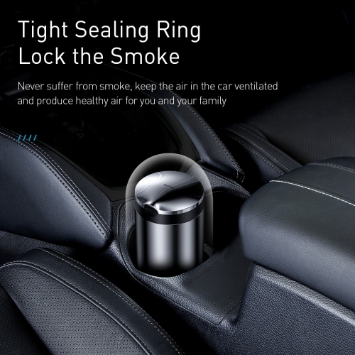 Baseus Premium Smokeless Car Cigarette Ashtray Safe Flame Fire Resistance Material - Dark Grey