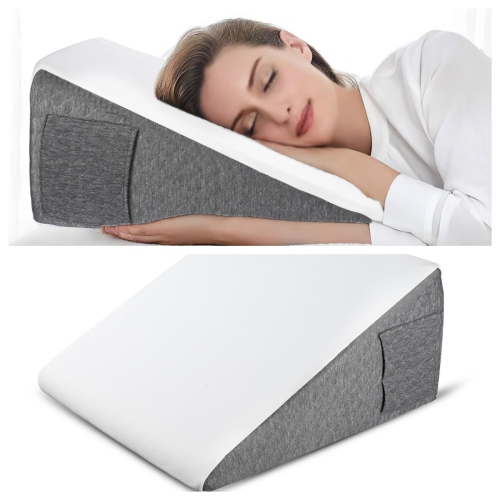 Triangle Bed Wedge Pillow with Soft Memory Foam, Sleeping Pillows for Head  Foot Leg Elevation with Removable Pillowcase and Two Pockets