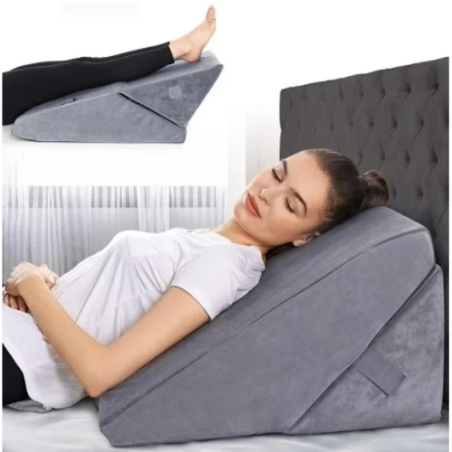 Bed Wedge Pillow, Folding Memory Foam Incline Cushion for Legs and Back, Body Support Pillow with Machine Washable Cover