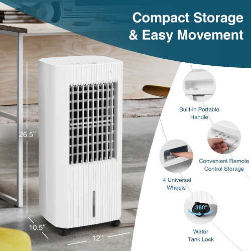 Rafraîchisseur d'air par évaporation 3 en 1 de marque Costway avec humidificateur et ventilateur portable à roulettes