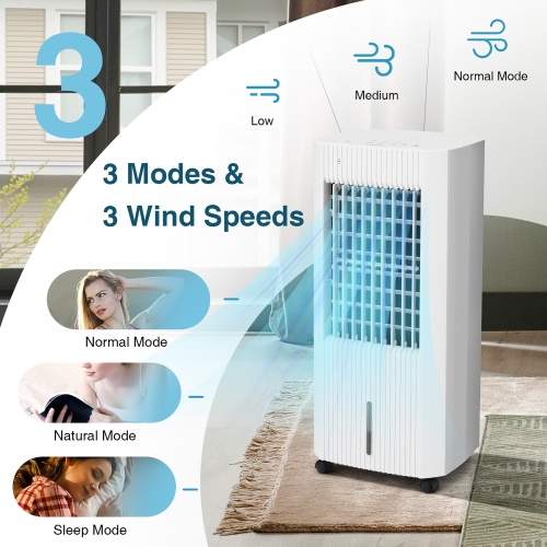 Rafraîchisseur d'air par évaporation 3 en 1 de marque Costway avec humidificateur et ventilateur portable à roulettes