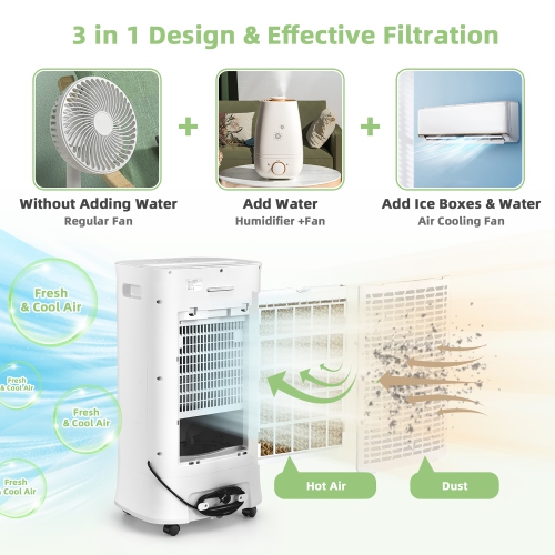 Rafraîchisseur d'air par évaporation 4 en 1 de marque Costway humidificateur portable avec minuterie, 3 modes et vitesses