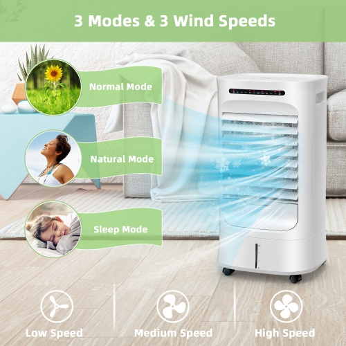 Rafraîchisseur d'air par évaporation 4 en 1 de marque Costway humidificateur portable avec minuterie, 3 modes et vitesses