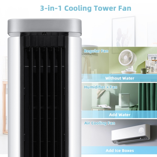 Costway 3-In-1 Portable Evaporative Air Cooler 40" Bladeless Cooling Tower Fan w/Timer