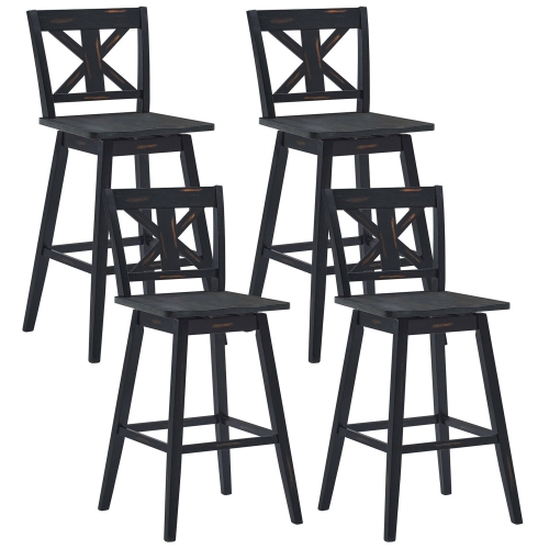 Gymax 4PCS Swivel Bar Stools 29'' Counter Height Chairs w/ Footrest