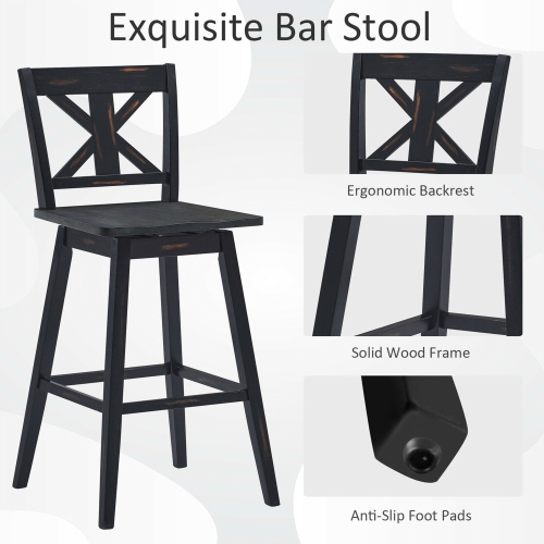 Gymax 4PCS Swivel Bar Stools 29'' Counter Height Chairs w/ Footrest