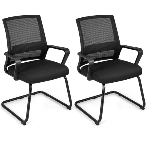 GYMAX  Office Mesh Chair Set Of 2 Upholstered Guest Conference Chair W/ergonomic Backrest