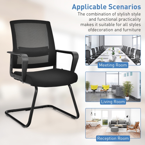 Gymax Set of 4 Conference Chairs Mesh Reception Office Guest Chairs w/ Lumbar Support