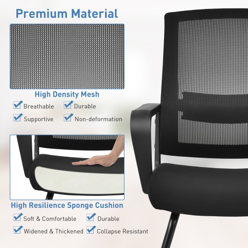 Gymax Set of 4 Conference Chairs Mesh Reception Office Guest Chairs w/ Lumbar Support