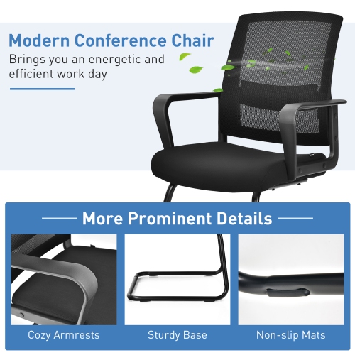 Gymax Set of 4 Conference Chairs Mesh Reception Office Guest Chairs w/ Lumbar Support