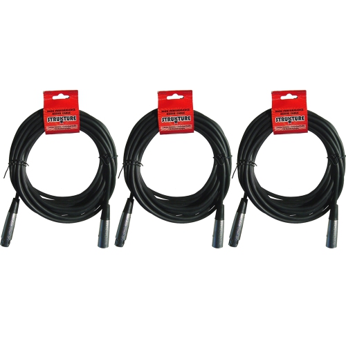 STRUKTURE  3X Sturkture Xlr Microphone Cable Male to Female 6 Ft Fully Balanced Premium Mic Cable