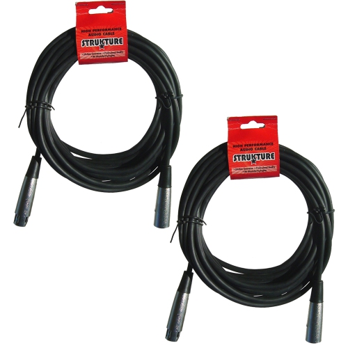 STRUKTURE  2X Sturkture Xlr Microphone Cable Male to Female 6 Ft Fully Balanced Premium Mic Cable