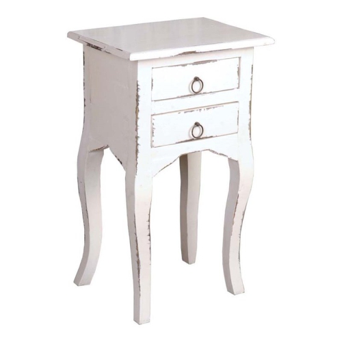 SUNSET TRADING  Cottage Farmhouse Wood Table In Distressed Antique In White