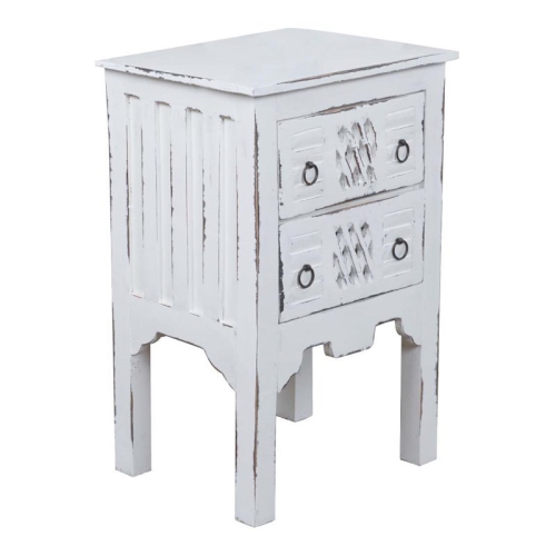SUNSET TRADING  Cottage Transitional Wood End Table In Whitewashed/antique Iron
