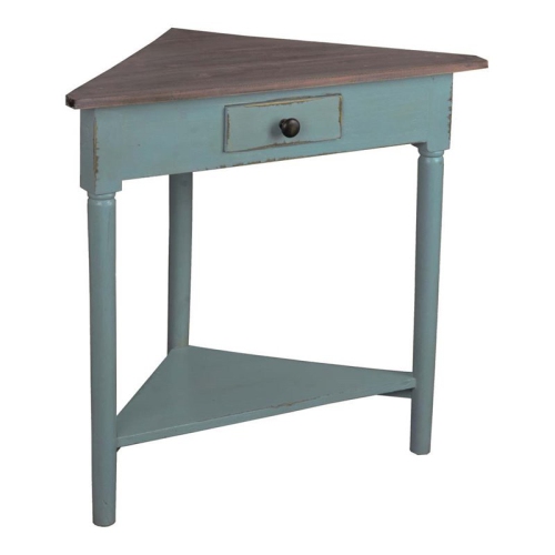 SUNSET TRADING  Cottage Wood Corner Table In Distressed Beach Blue/raftwood