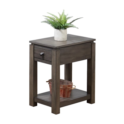SUNSET TRADING  Shades Of Wood Narrow End Table With Drawer & Shelf In In Gray