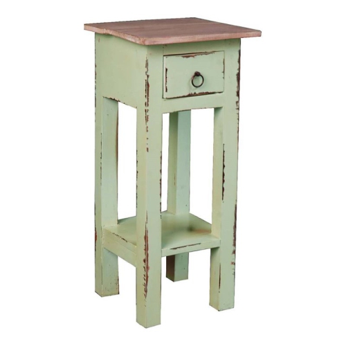 SUNSET TRADING  Cottage Narrow Wood Side Table In Bahama And Limewash Top In Green