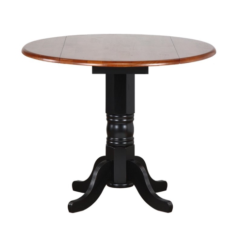 Sunset Trading Black Cherry Selections 3PC 42" Round Wood Pub Table Set in Black