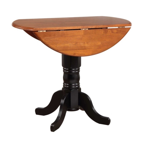 Sunset Trading Black Cherry Selections 3PC 42" Round Wood Pub Table Set in Black