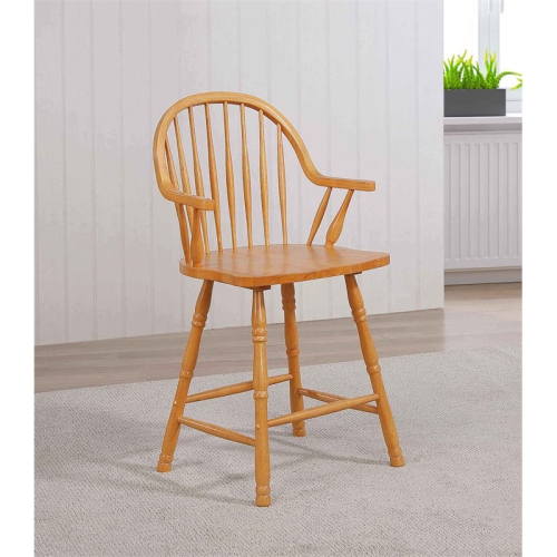 Sunset Trading Oak Selections 24" Windsor Wood Barstools/Arms in Oak