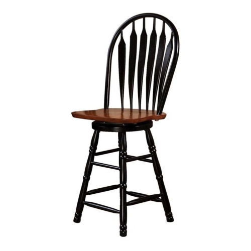 Sunset Trading 24" Swivel Wood Barstool/Counter Stool in Antique Black/Cherry