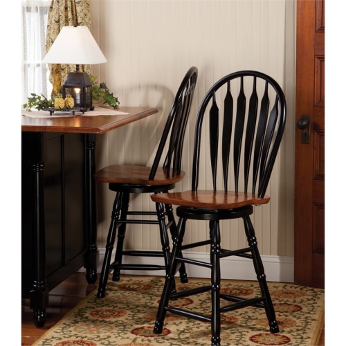 Sunset Trading 24" Swivel Wood Barstool/Counter Stool in Antique Black/Cherry