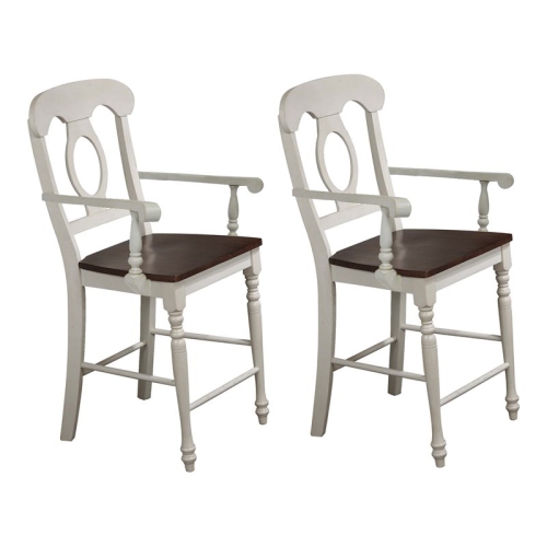 SUNSET TRADING  Andrews 24" Napoleon Arms Wood Barstools In (Set Of 2) In White