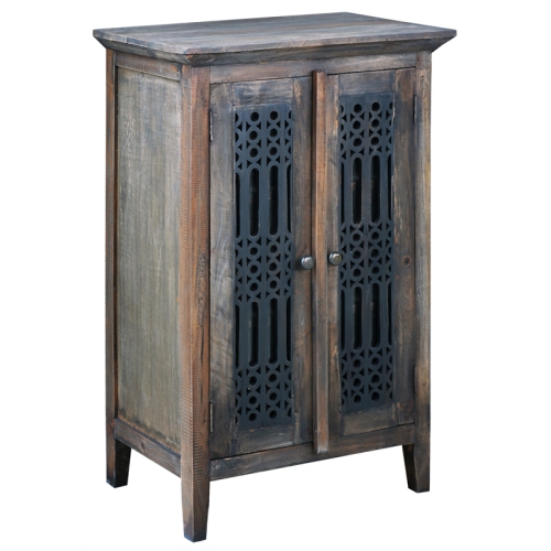 SUNSET TRADING  Cottage Solid Wood Deco Carved Hall Cabinet In Distressed Black/raftwood In Brown
