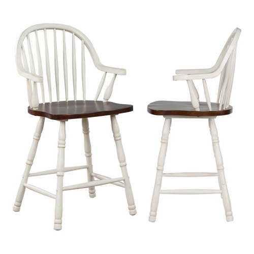 SUNSET TRADING  Andrews 24" Windsor Wood Barstools In White/brown (Set Of 2)