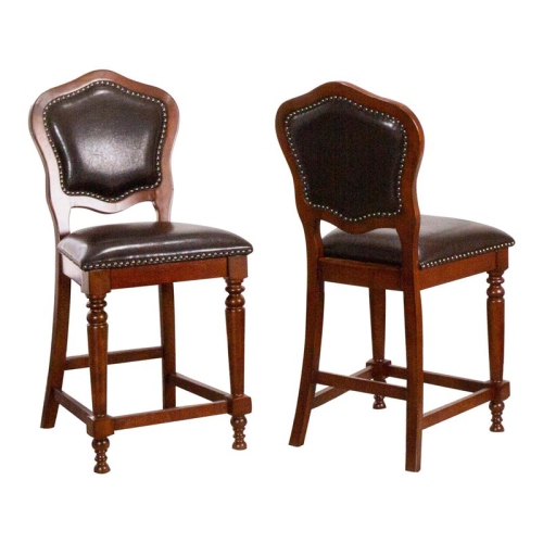 SUNSET TRADING  Bellagio 25" Faux Leather Barstools In Cherry (Set Of 2) In Brown