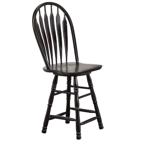 Sunset Trading 24" Swivel Wood Barstool/Counter Stool in Antique Black