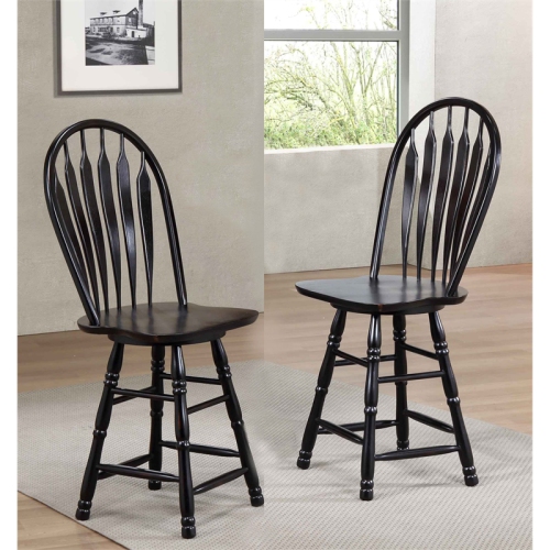 Sunset Trading 24" Swivel Wood Barstool/Counter Stool in Antique Black