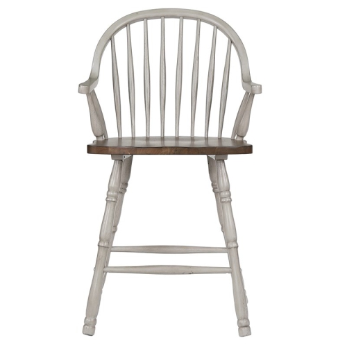 Sunset Trading Country Grove 24" Windsor Wood Barstools/Arms in Gray