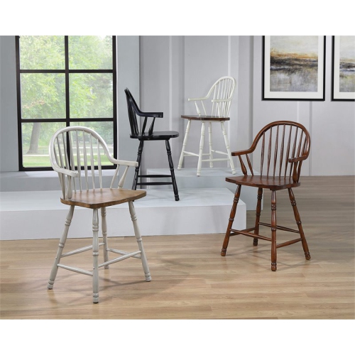 Sunset Trading Country Grove 24" Windsor Wood Barstools/Arms in Gray