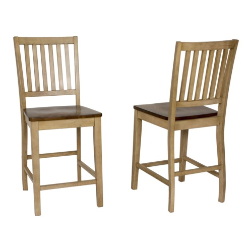 SUNSET TRADING  Brook 24" Wood Slat Back Barstools In Cream (Set Of 2)