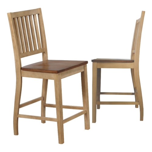 Sunset Trading Brook 24" Wood Slat Back Barstools in Cream