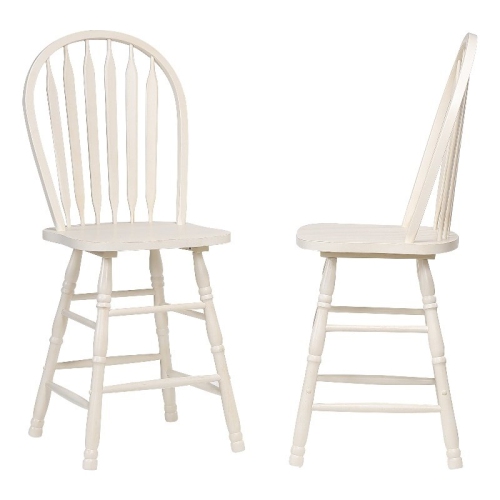 Andrews Arrowback 24" Solid Wood Counter Stool in Antique White
