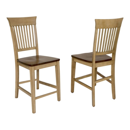 Sunset Trading Brook 24" Wood Fancy Slat Barstools in Cream