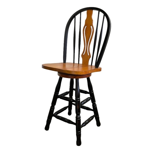 Sunset Trading Keyhole 24" Wood Barstool/Counter Stool in Antique Black/Cherry
