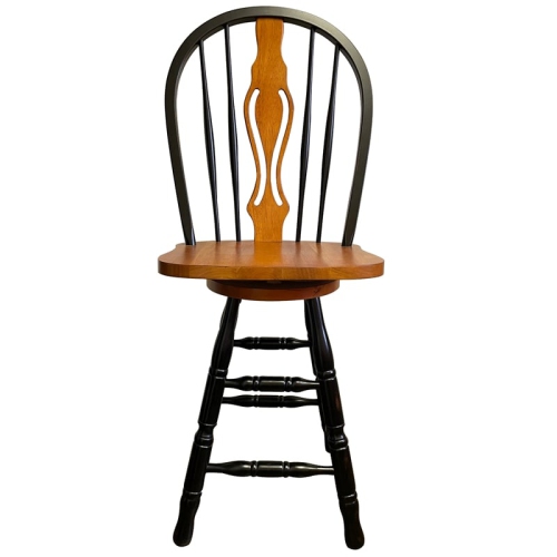 Sunset Trading Keyhole 24" Wood Barstool/Counter Stool in Antique Black/Cherry
