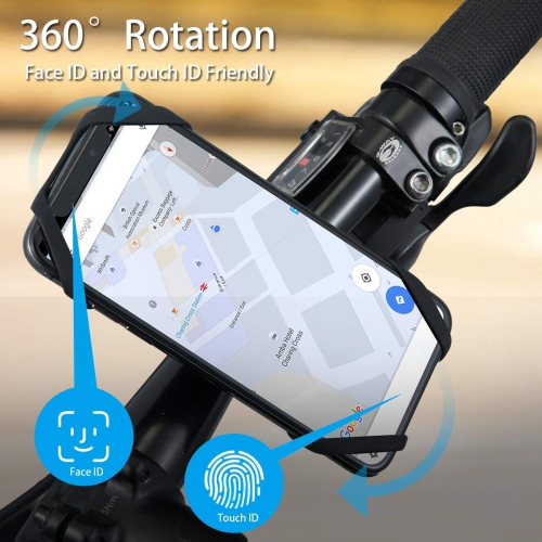 Bike Phone Mount, Aideru Universal Detachable Bike Handlebar Motorcycle Cell Phone Holder, 360°Rotation Silicone Bicycle Pho
