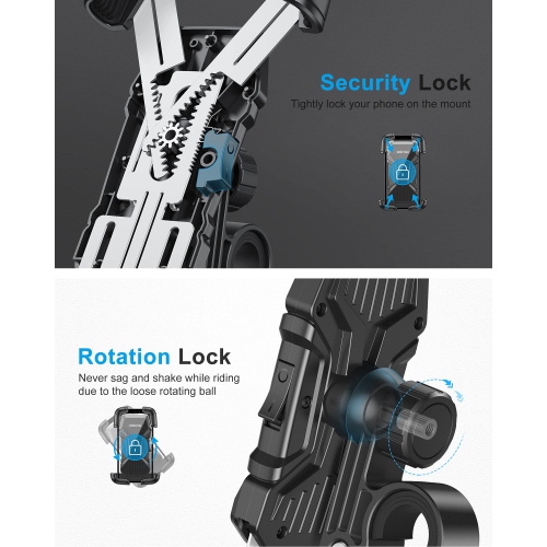 OMOTON Bike Phone Mount Holder for Cycling Motorcycle Accessory Handlebar, 360° Rotation Bicycle Phone Clip Clamp Stand Comp