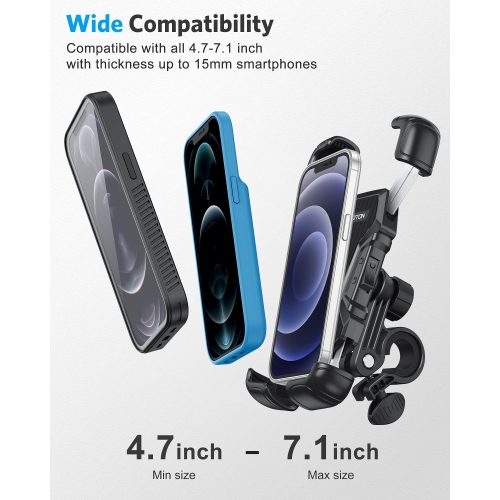 OMOTON Bike Phone Mount Holder for Cycling Motorcycle Accessory Handlebar, 360° Rotation Bicycle Phone Clip Clamp Stand Comp