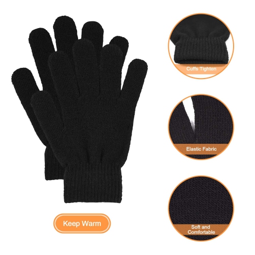 3 paires Gants d'hiver Magic Gants de tricot pour adultes Gants de tricot élastiques chauds taille unique pour les femmes adolescents
