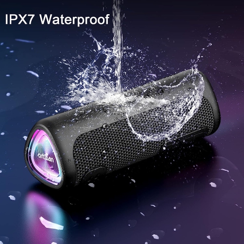 Bluetooth Speaker, Portable Speaker, IPX7 Waterproof Bluetooth Speaker with LED Lights, Outdoor Speaker 24W Loud Stereo Sound, Hi-Quality Sound, 30H