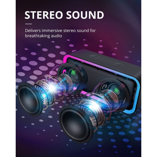 Kunodi Bluetooth Speaker, Bluetooth 5.3 Wireless Portable Speaker with 10W  Stereo Sound, Party Speakers with Dynamic RGB Light,18-Hour Playtime,IPX5