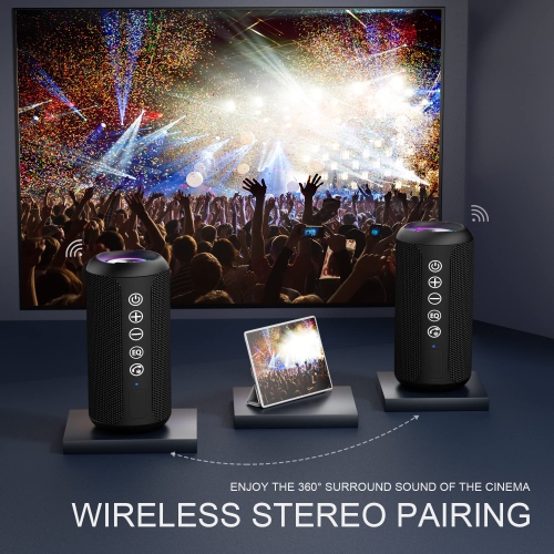 Ortizan Portable Bluetooth Speaker, IPX7 Waterproof Wireless Speaker with 24W Loud Stereo Sound, Outdoor Speakers with Bluet