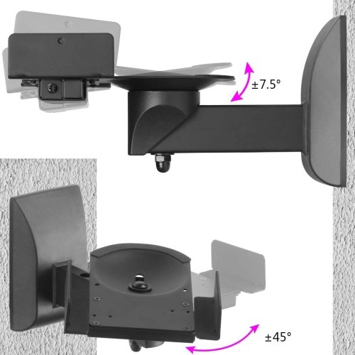 Suptek Dual Side Clamping Bookshelf Speaker Wall Mounting Bracket for Large Surrounding Sound Speakers, Hold Up to 55 lbs. (